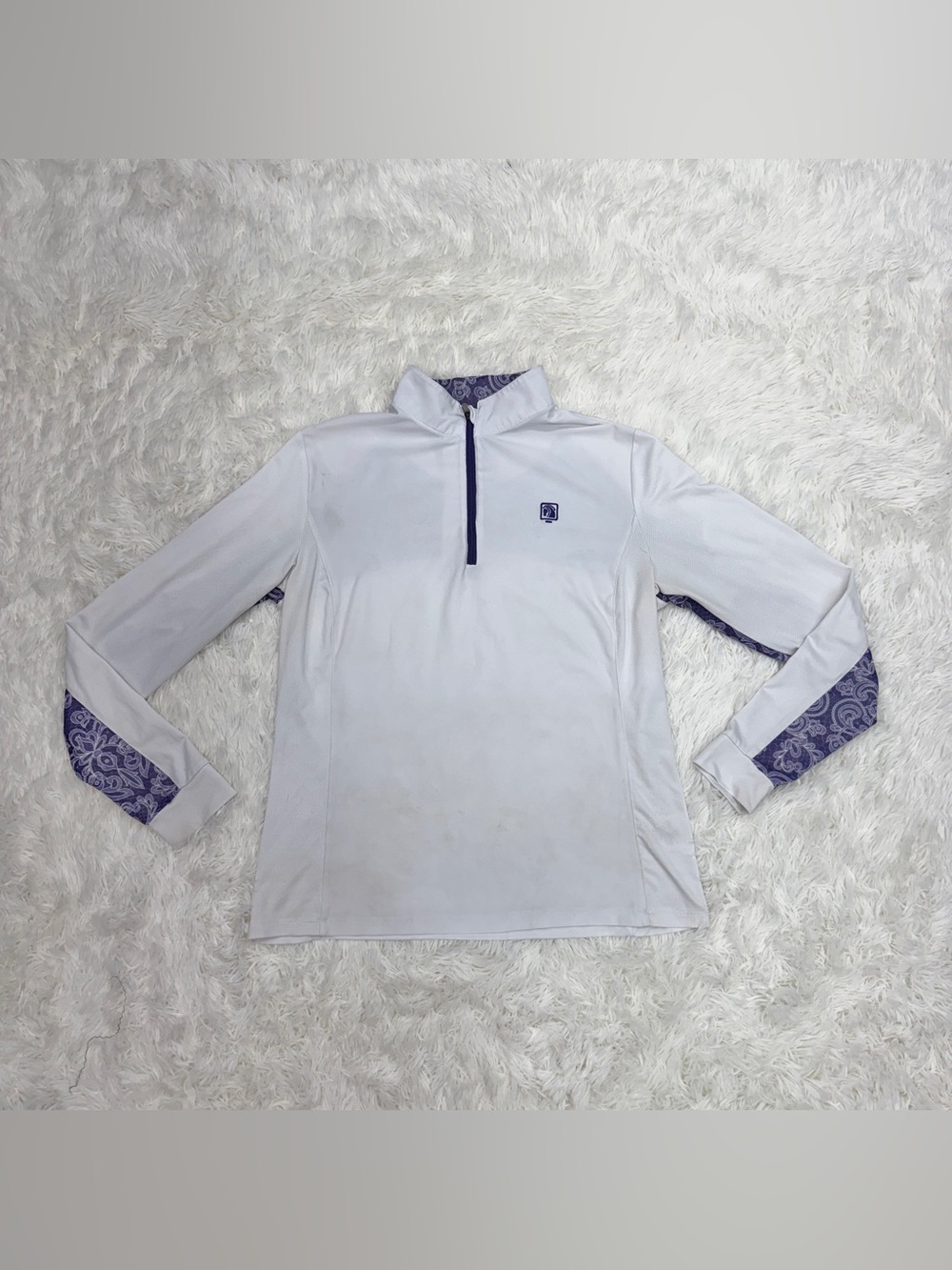 Women’s Large White/Purple Romfh Long Sleeve Horseback Riding Sunshirt